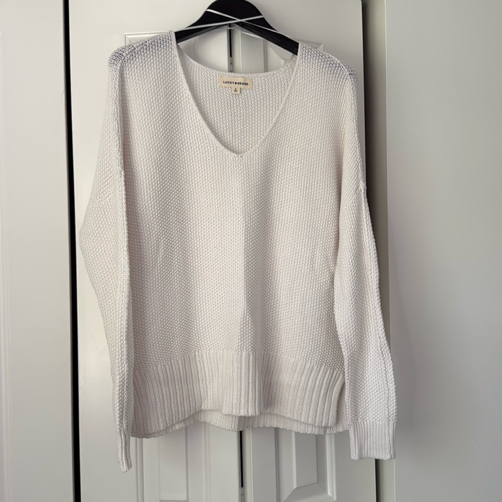 Loose knit white Lucky. Rand women’s size small sweater NWT